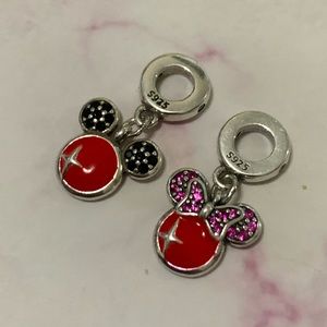 925 Sterling Silver Mickey and Minnie Charm set